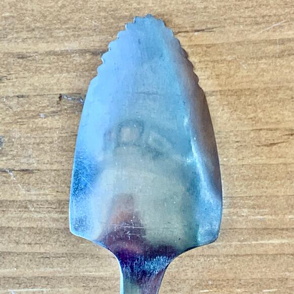 Vintage Grapefruit Spoon Wooden Handle Japan Stainless MCM Serrated Spoon - Picture 6 of 9